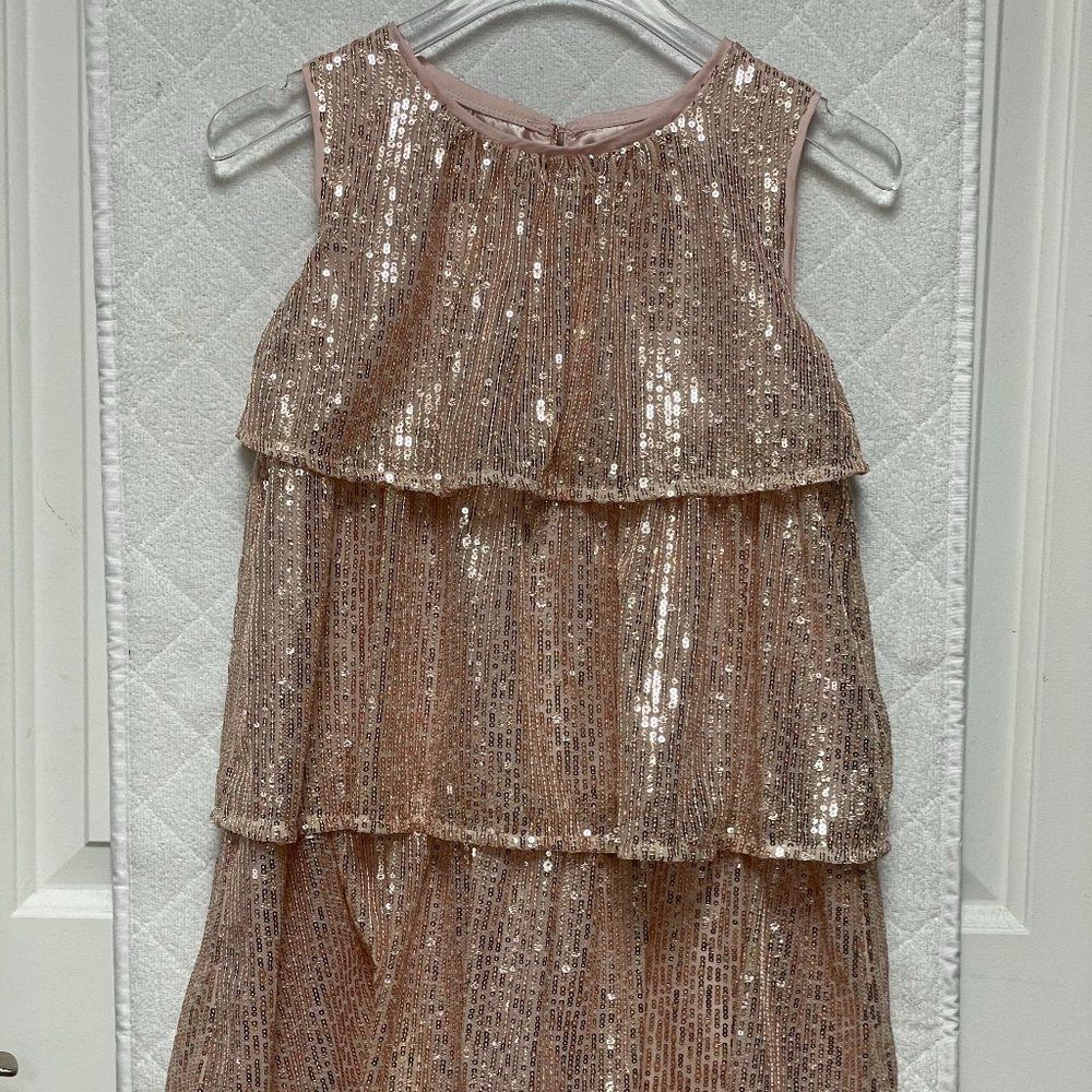 Cat & Jack Rose Gold Tiered Sequin Dress
